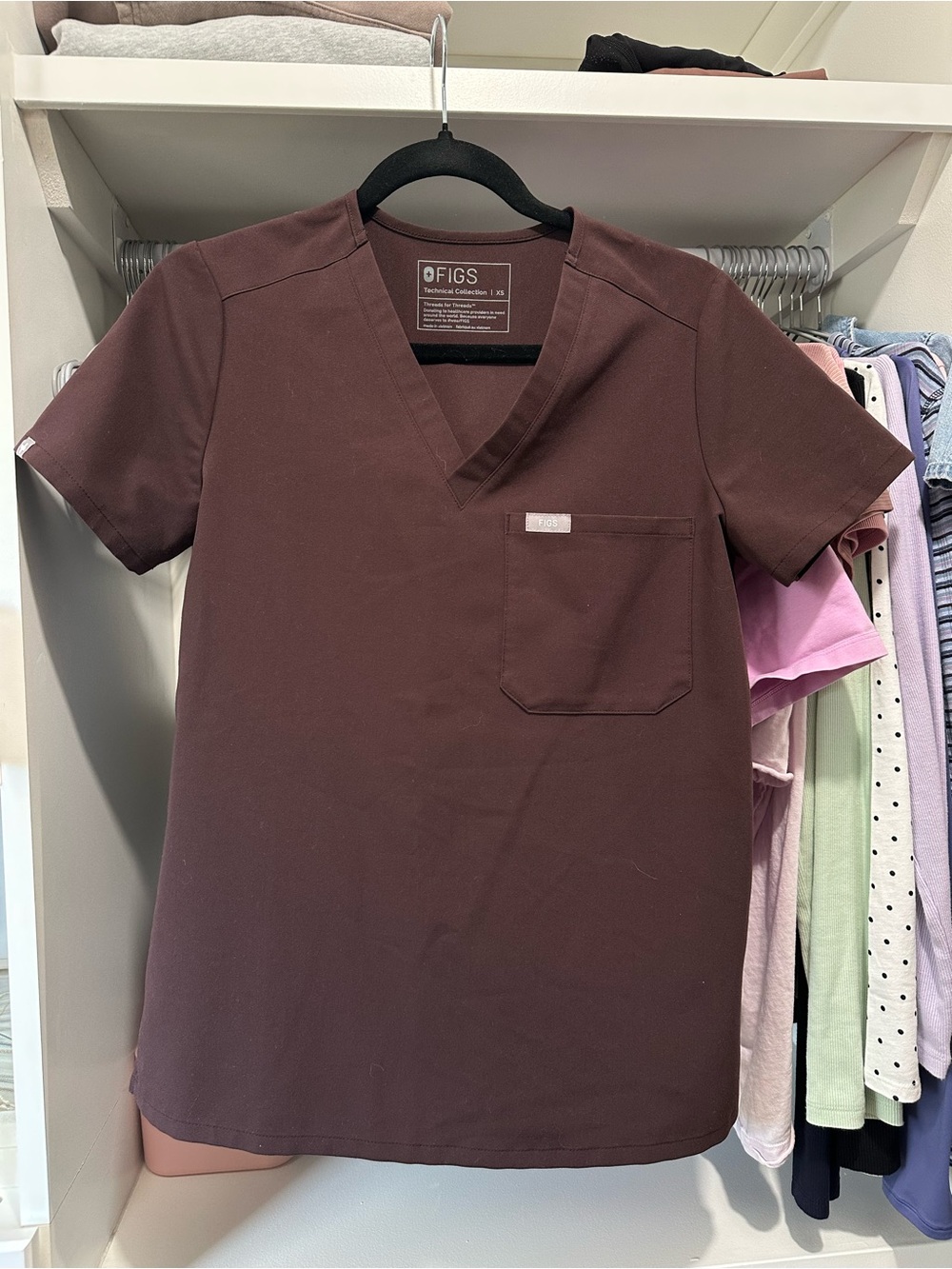 Figs Espresso Scrub Top Xs